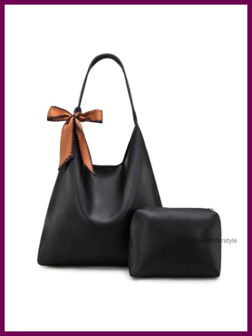 Slouchy Hobo Shoulder Bag for Women with Scarf Everyday Purse